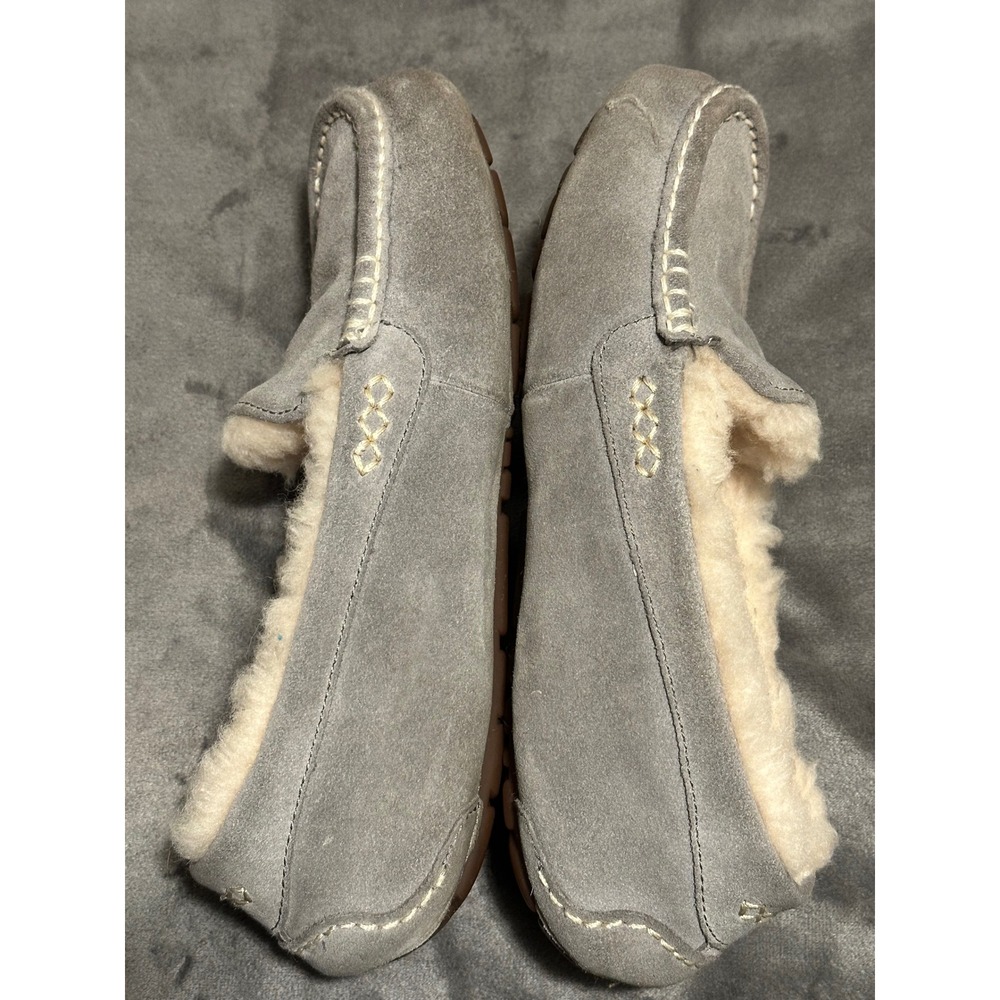 UGG Ansley Grey Suede Wool Lined Moccasin Slippers Womens 9 - Picture 9 of 9